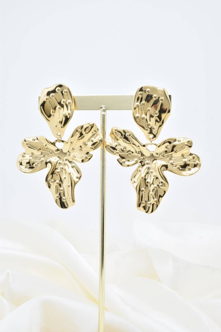 Boucles D'Oreilles Fleurs Doré