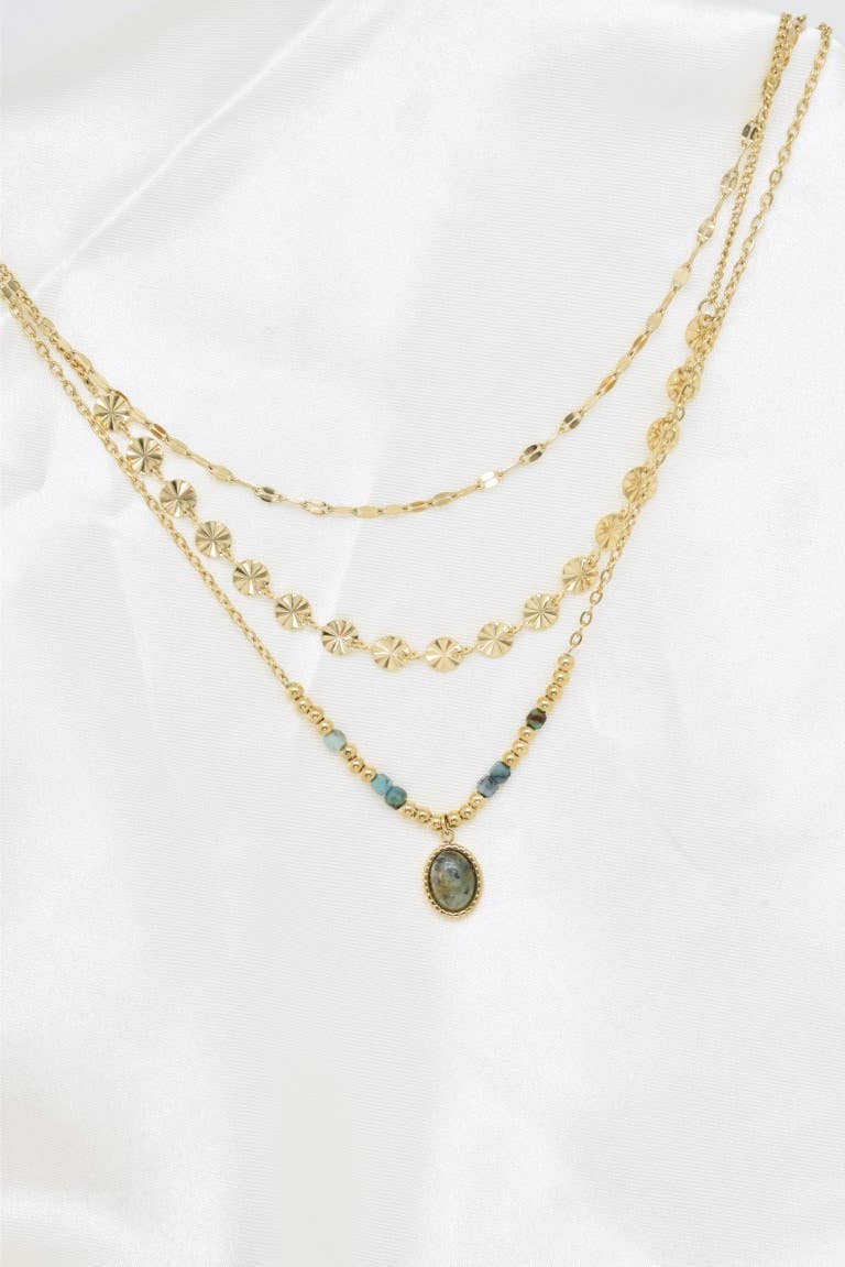 Collier Trois Rangs Turquoise Africaine