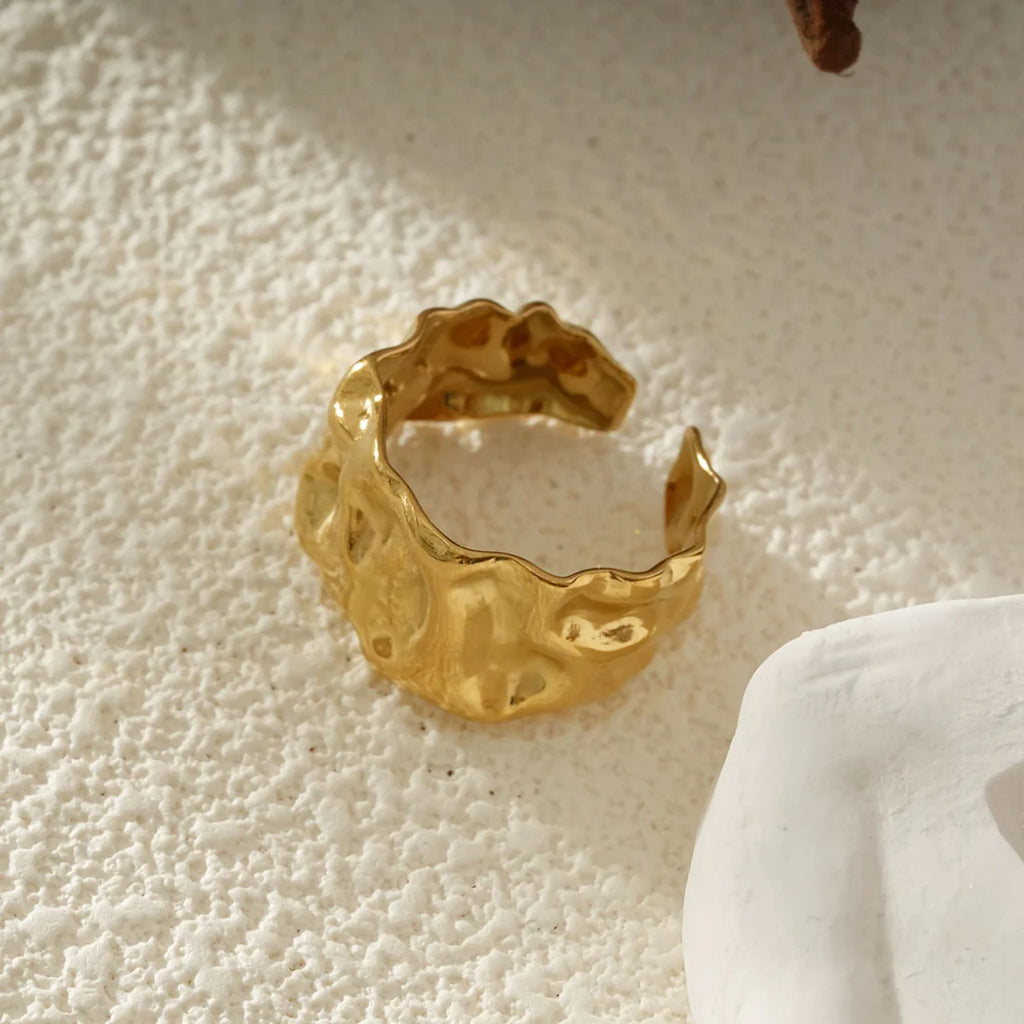Bague Dorée Ajustable Irrégulière
