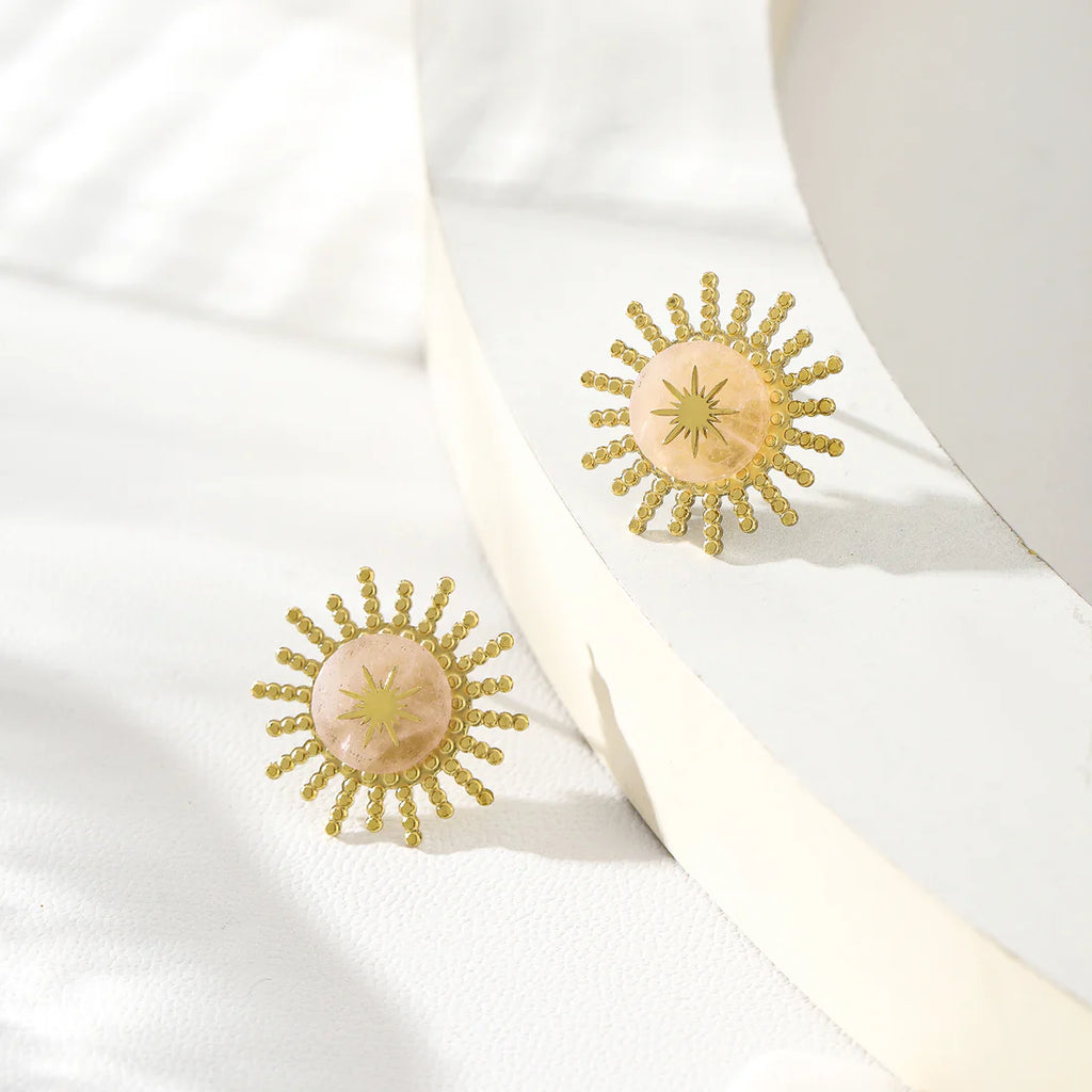 Boucles D'Oreilles Soleil Avec Pierre