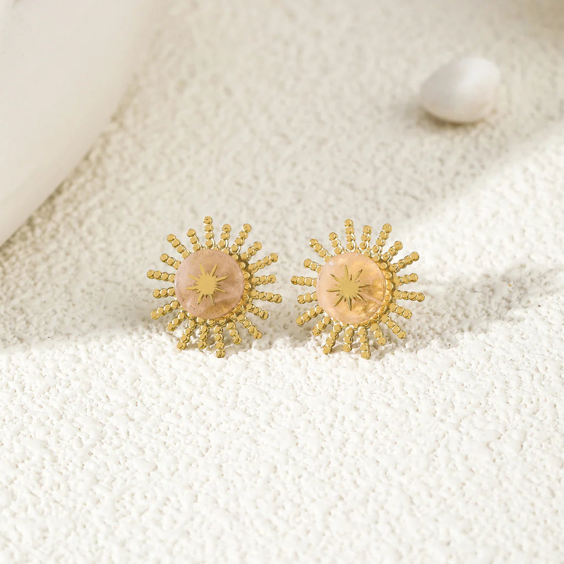 Boucles D'Oreilles Soleil Avec Pierre