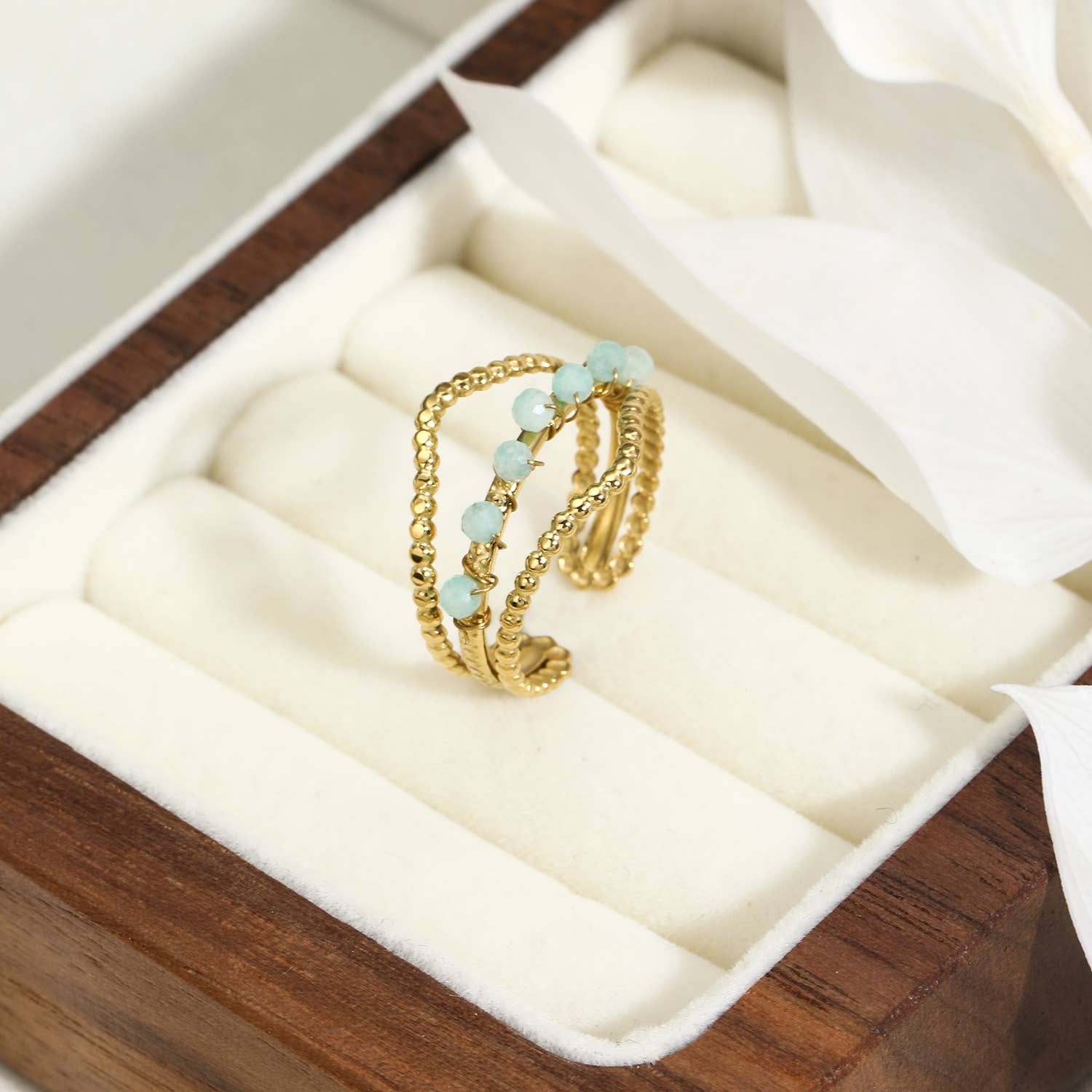 Bague Amazonite Doré