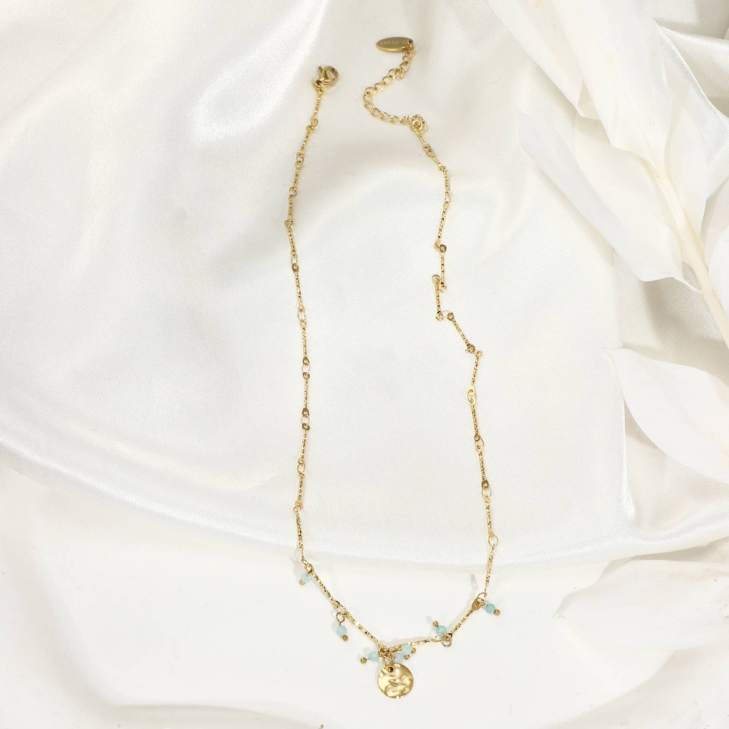 Collier Pampille Amazonite Doré